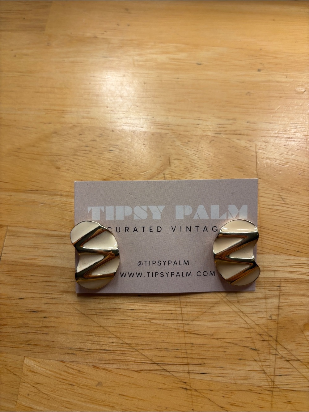 Gold and Cream Vintage Wave Earrings